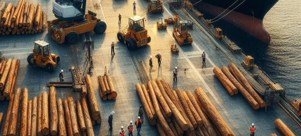 Timber Log Grabs at Port